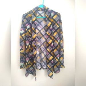 Colorful plaid sweater wrap cardigan | Women's size medium